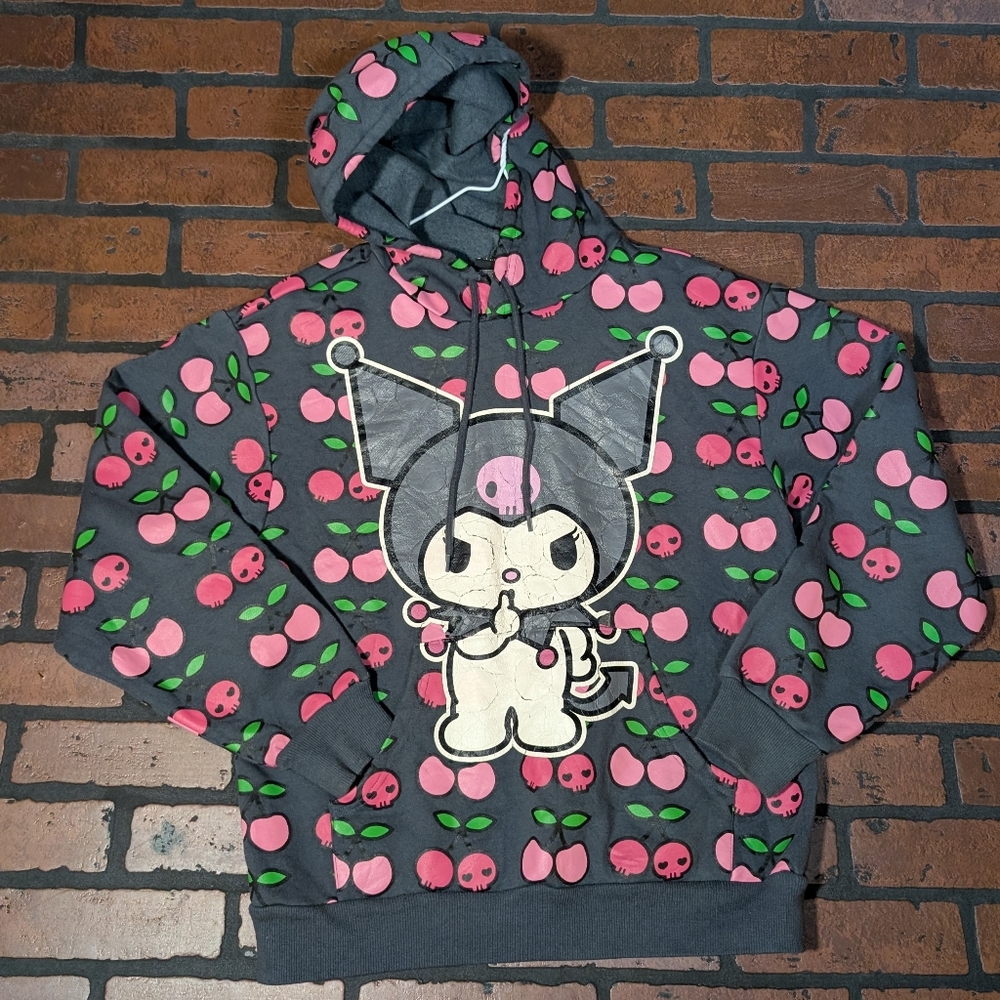 Dumb Good Kuromi Cherry Print Hoodie Unisex XS‎ Fan Sweatshirt